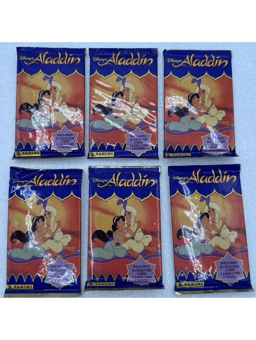 1993 Aladdin Collectible Story Trading Cards 6x packs Disney / Panini Sealed